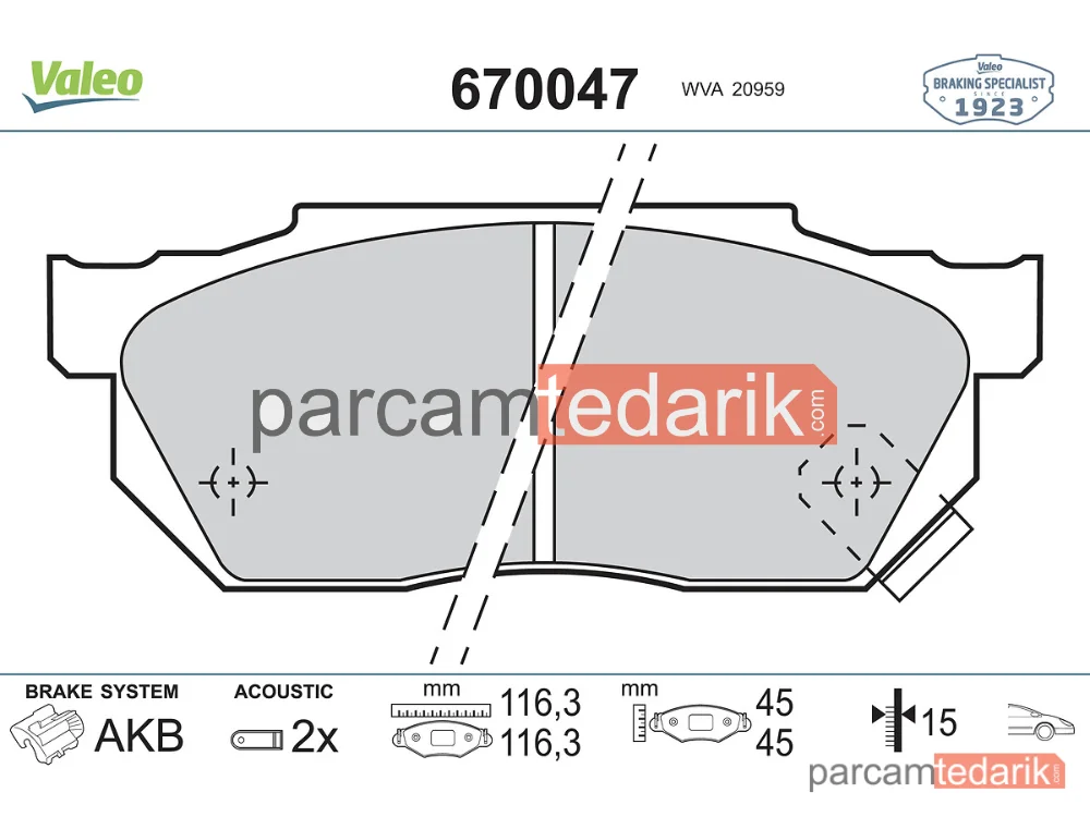 670047 | Fren Balatası — Honda Civic IV, Honda Civic III, Honda Prelude II